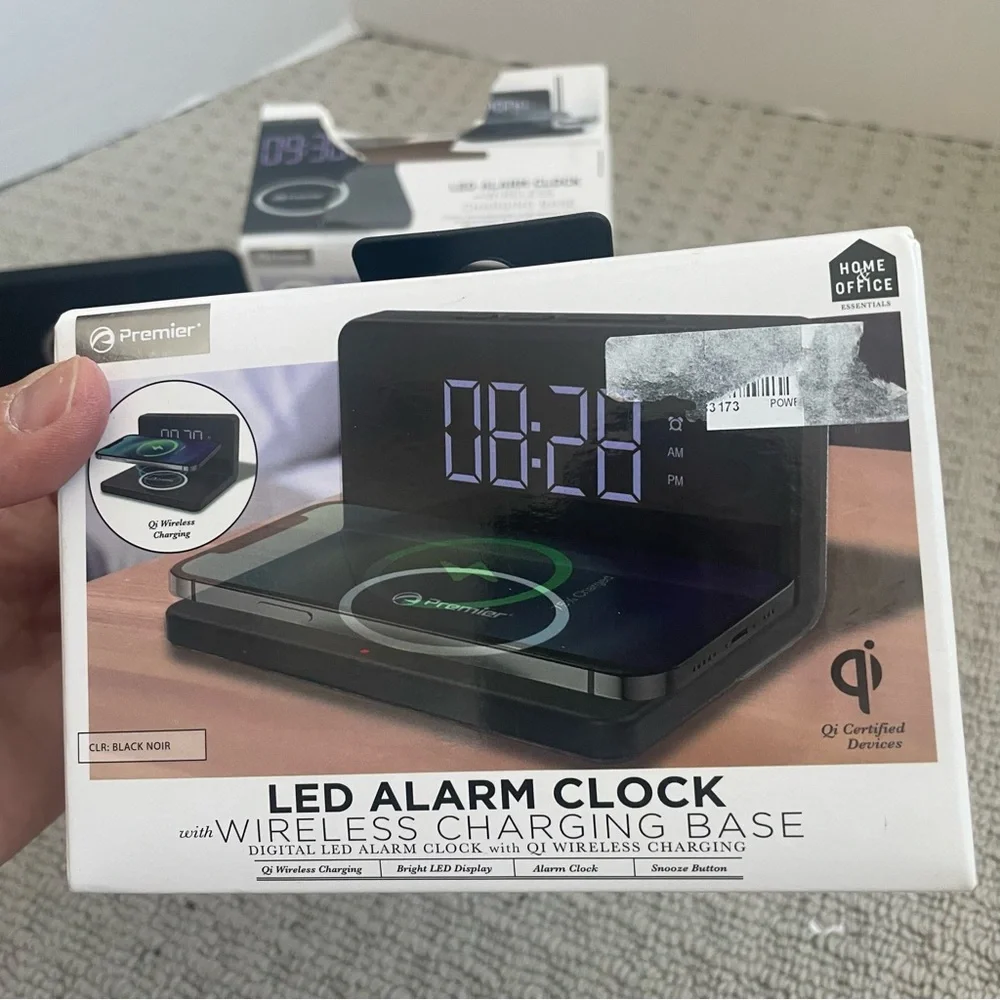 2 new LED alarm clock with wireless charging base
